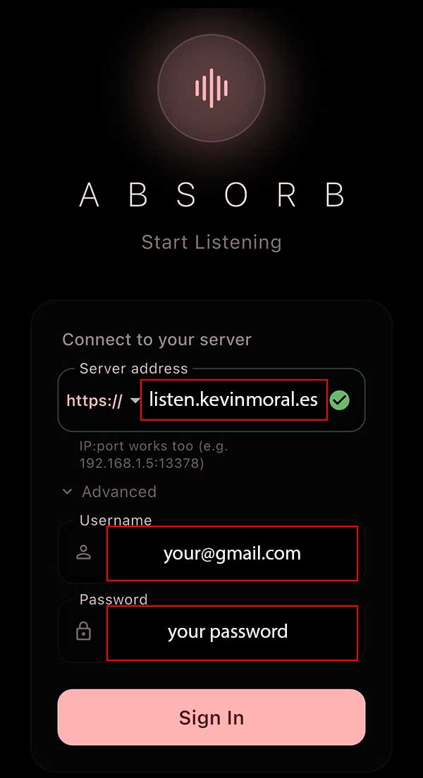 Server: listen.kevinmoral.es + your login